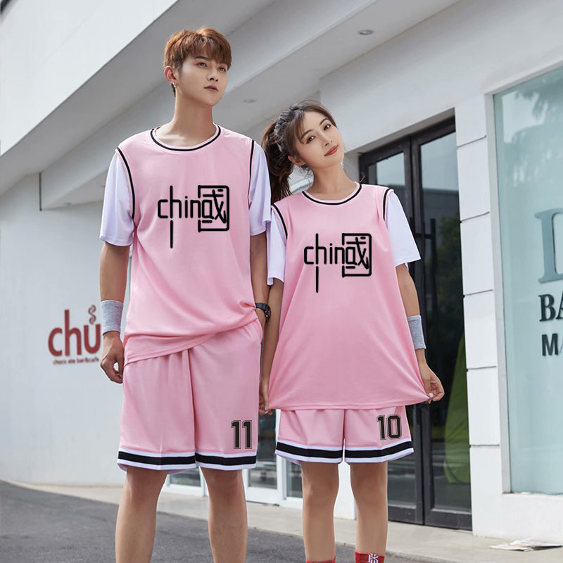 Fake Two-piece Basketball Uniform suit Girl Chinese Team No.11 Male Summer Children's Clothing Student Class Uniform Team Uniform Sportswear Jersey