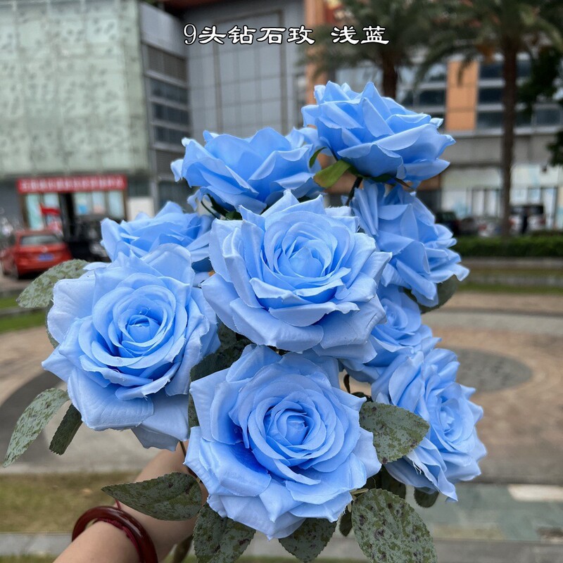 新商品の外国貿易の青いアジサイの青い色はバラの牡丹のアジサイの結婚祝いの柔らかい装飾の偽の花を卸売りします。|undefined
