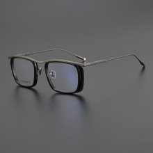 新款RIKI纯钛板材日本设计师全框文艺男粗框眉毛大脸近视眼镜框架