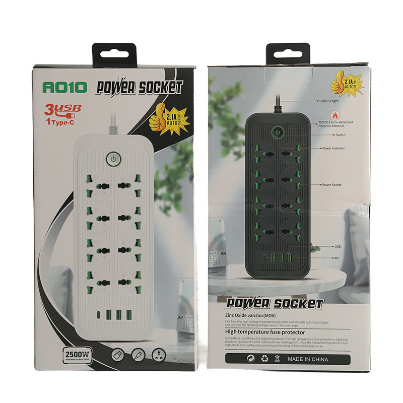 Comercio exterior multi-USB conector con interfaz tipo-c de ocho agujeros multifuncional oficina en el hogar estándar británico estándar europeo estándar americano