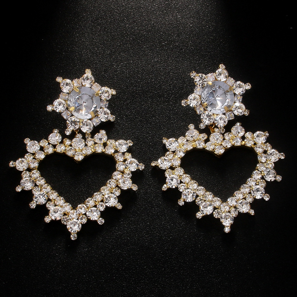 Aliexpress nuevo tipo de orejas de amor personalidad exagerada diamantes pendientes de moda accesorios aretes de mujer