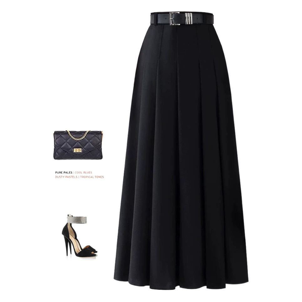 2024 юбка-костюм в Корейском стиле Женская универсальная приталенная плиссированная юбка с высокой талией, юбка средней длины, платье A- Line