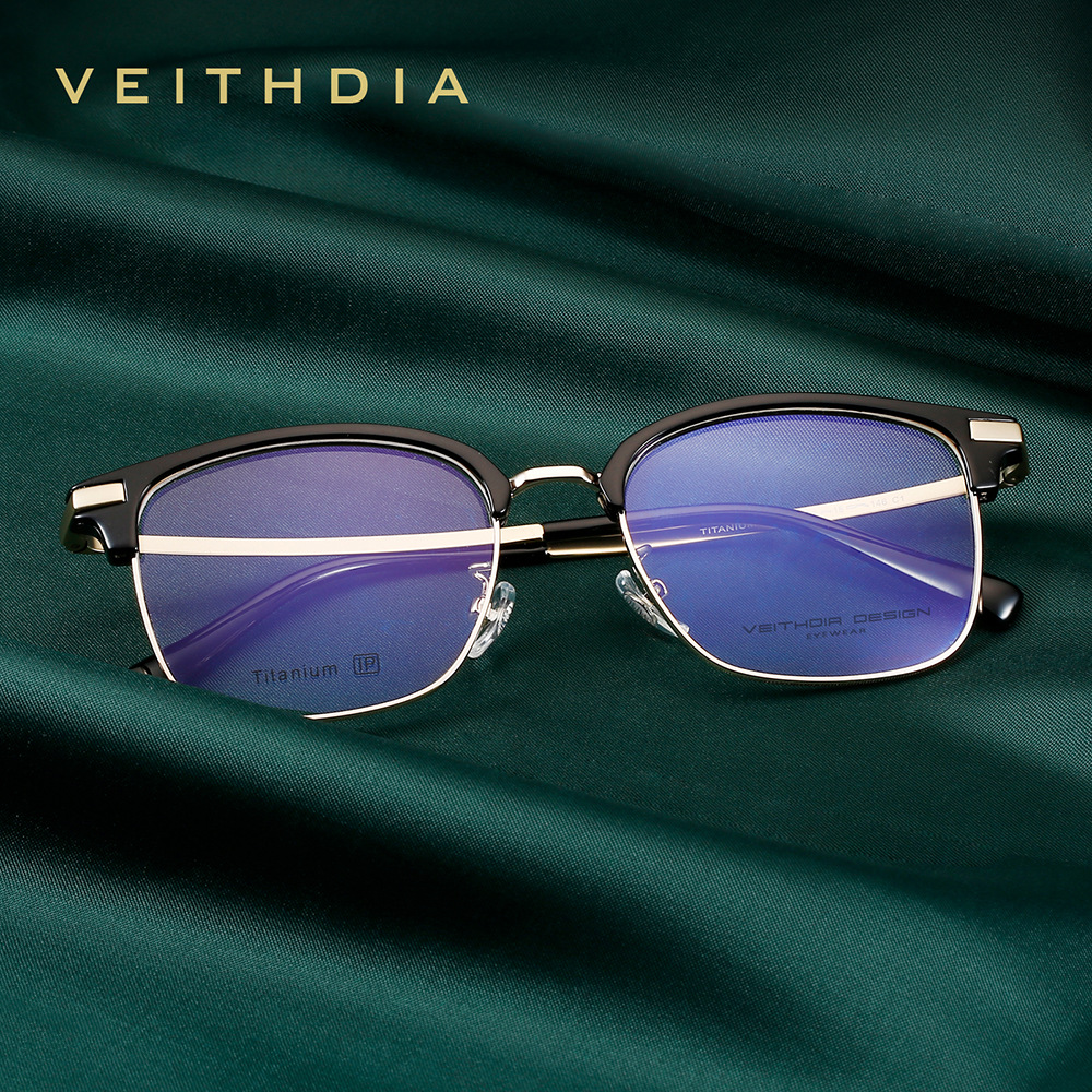 Línea de cejas retro estilo cuadrado pie de titanio puro medio marco marco de gafas de miopía óptica hombres y mujeres pueden estar equipados con grado al por mayor 8108