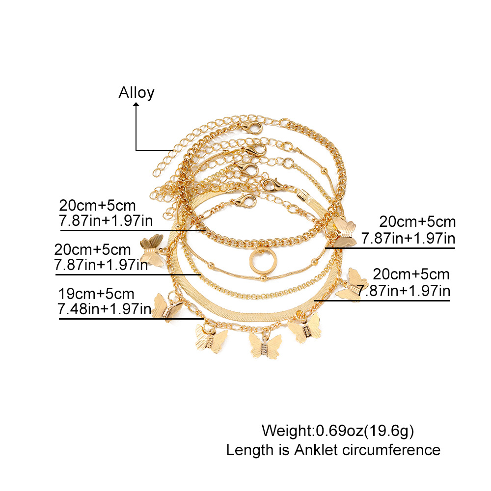 Alloy Material Classic Style Geometric Butterfly Alloy Cuban Link Chain Curb Chain Cable Chain Snake Chain Lobster Trigger Clasp Closure Chain & Link Bracelets Wholesale