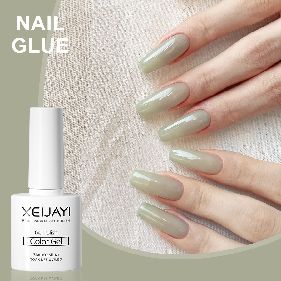 Nail Polish glue nude color ice transparent glue New Internet celebrity popular color jelly transparent green nail phototherapy glue for nail salon
