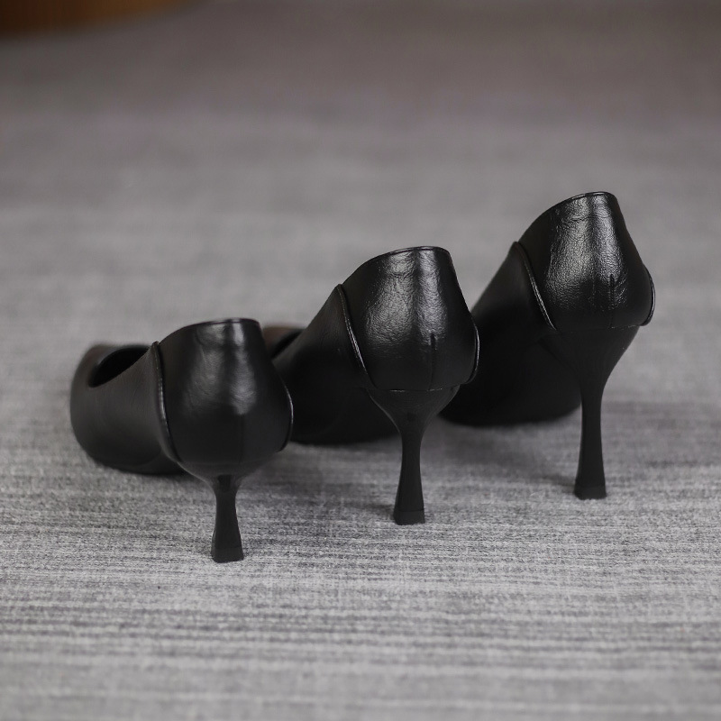 Spring and Autumn Black High Heels for Women, Stiletto Heel 9cm, Sexy Stewardess Work Shoes, Elegant French Style Single Shoes for Commuting Spring and Autumn Black High Heels for Women, Stiletto Heel 9cm, Sexy Stewardess Work Shoes, Elegant French Style Single Shoes for Commuting