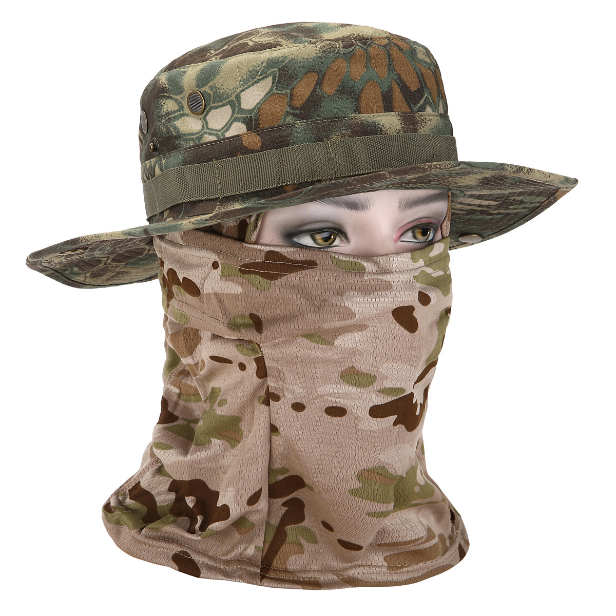 Sombrero de camuflaje con ala ancha al aire libre sombrero Benni sombrero de camuflaje para fanáticos militares sombrero de alpinismo de pesca protector solar sombrero de pescador transpirable hombre