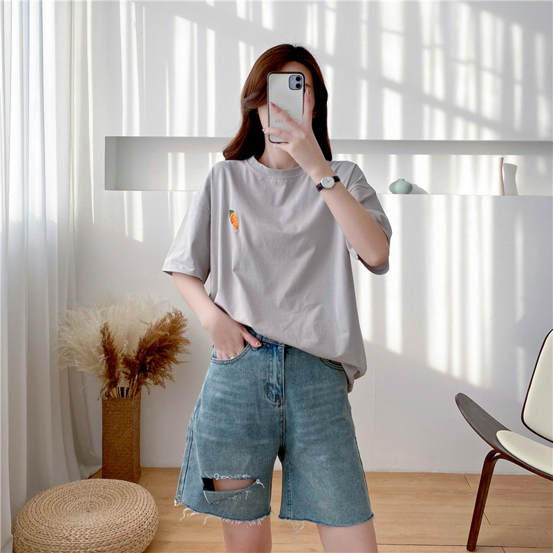 9127 Postpartum Breastfeeding T-Shirt Top Summer Short Sleeve Outgoing Fashion Hot Mom Fashionable Breastfeeding Clothes Trendy Mom