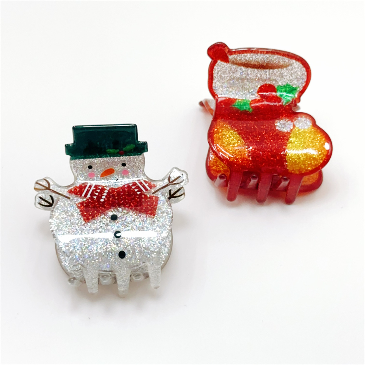 20g Weight Hair Claws Hair Accessories Type 1 Piece Quantity Holiday, Daily Occasion Arylic Material Christmas Festival Christmas Tree, Santa Claus Pattern Women's Gender Simple Style Style Christmas Simple Style Women's Christmas Tree Santa Claus Arylic Hair Claws 2