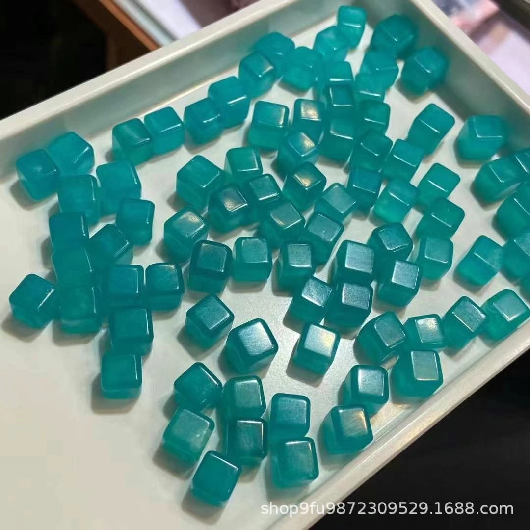 天然天河石方糖裸石 高冰透正方形天河石方糖圆石DIY手链配饰批发