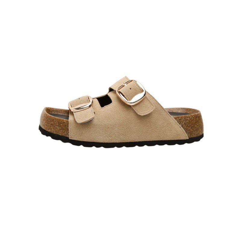 Su Yinyin~ The same sandals as Yang Mi Mi 2025 women wear high-end cowhide retro thick-soled Birken Slippers