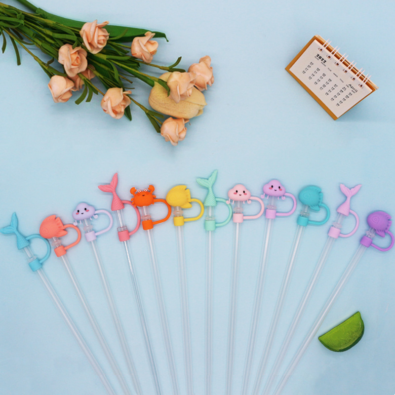 Nuevo SeaWorld polvo tapón cubierta de paja de silicona cubierta de paja transfronteriza Stanley cubierta de paja 7 - 10mm tapa de paja