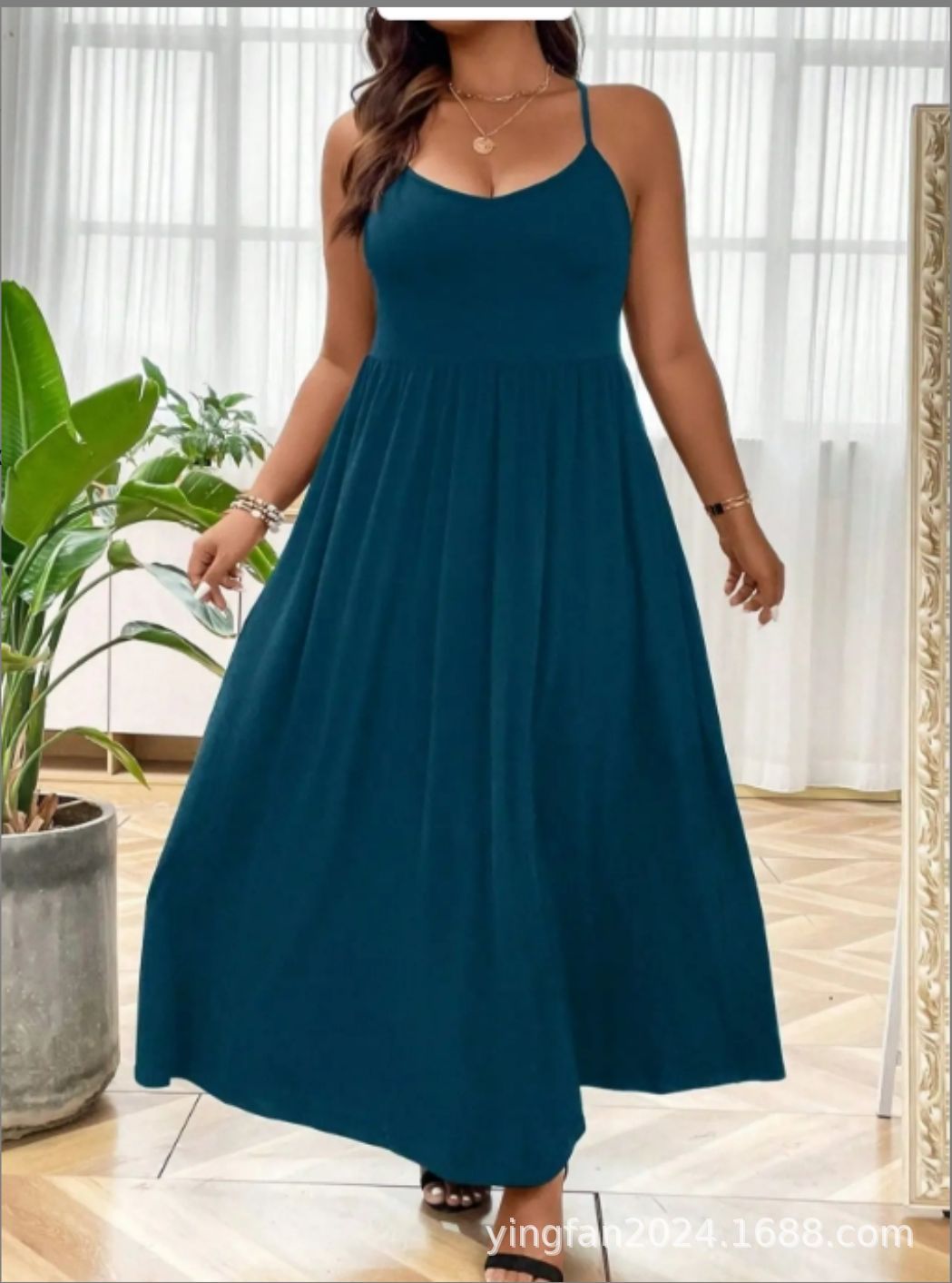 Amazon TikTok más comercio exterior transfronterizo Europa y Estados Unidos ropa de mujer de tamaño grande nuevo vestido de moda verde con espalda abierta image 8