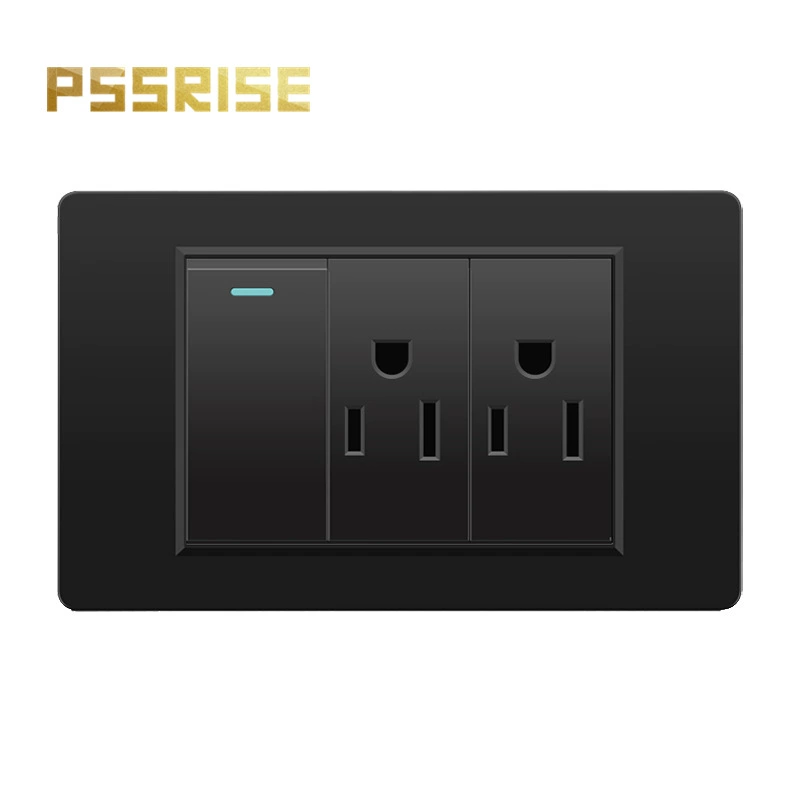 Черная настенная панельная розетка с 118 тип switch, тайваньская розетка с 20W type-C, шесть отверстий