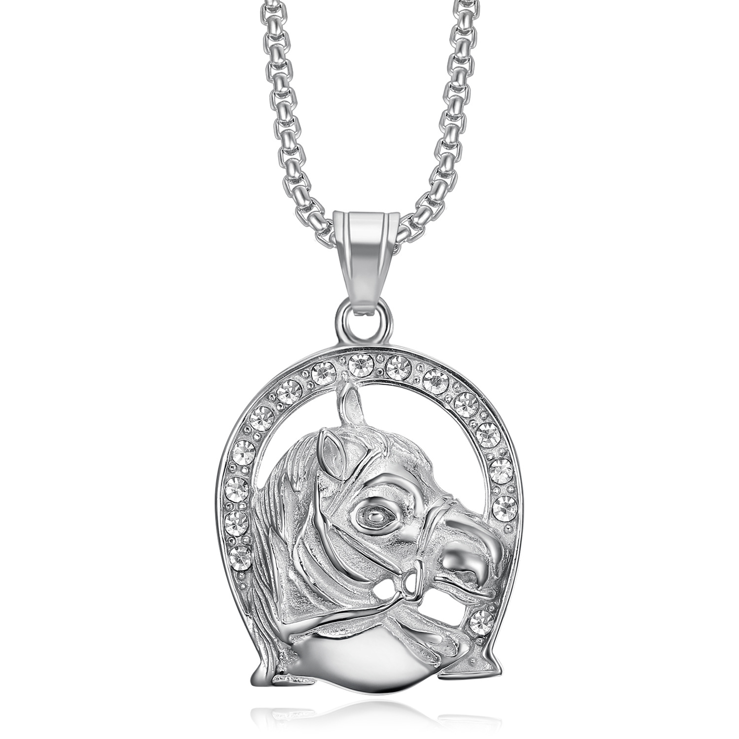 Street Occasion Hip-Hop Solid Color 304 Stainless Steel Inlay Zircon Men's Pendant Necklace