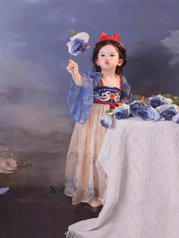 女の子ドレスサマードレス 2025 新しい子供のプリンセスドレス少女新中国風の国家スタイルのスカート|undefined
