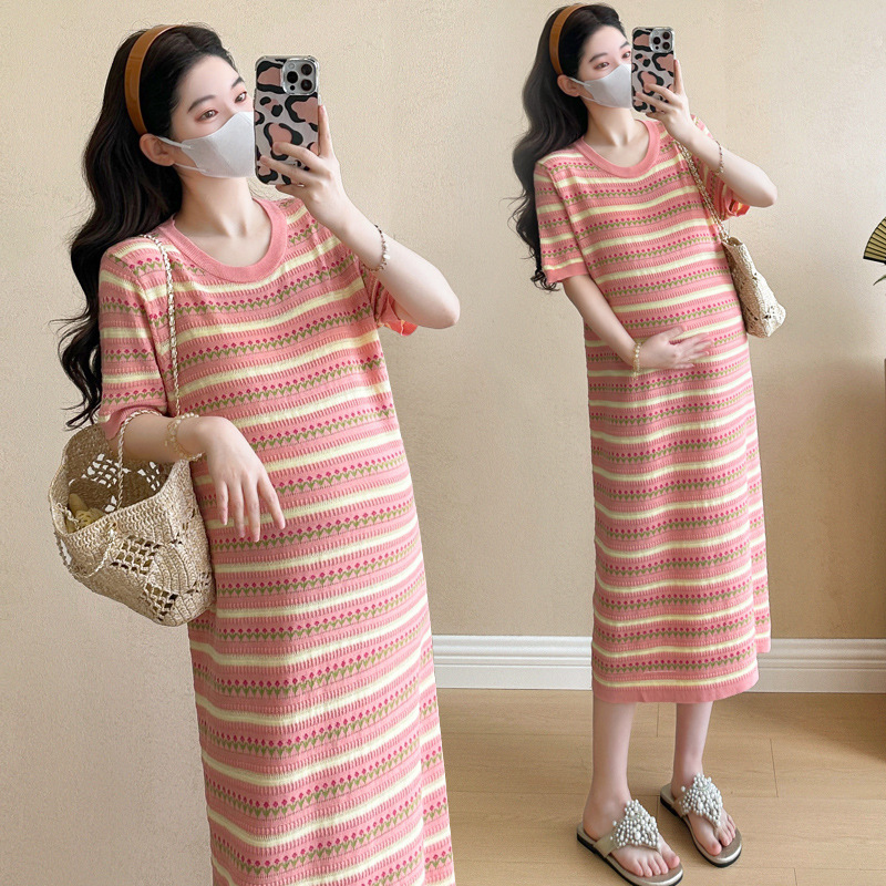 Maternity Dress Summer Fashion New dress Summer Tide Mom High Sense Loose Age-reducing Design Sense Knitted Skirt Maternity Dress Summer Fashion New dress Summer Tide Mom High Sense Loose Age-reducing Design Sense Knitted Skirt