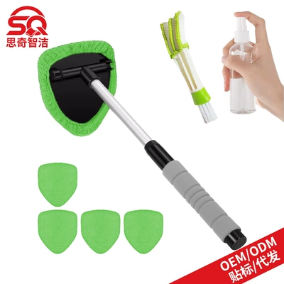 Factory Wholesale Sponge Handle — Car cleaning tools - 1-b-type-eva-pentagonal-plastic-piece-5-green-cloth-covers-1-100ml-spray-bottle-1-detail-brush