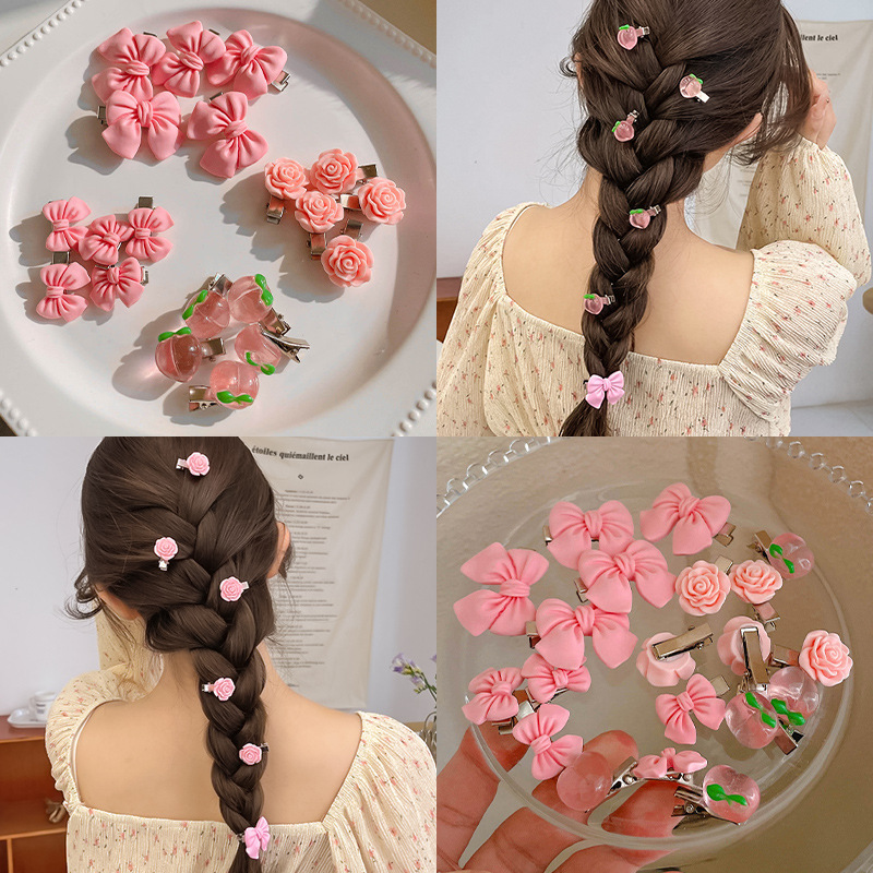 Chica arco horquilla Rosa Camelia horquilla lateral clip roto lado del pelo japonés y coreano melocotón clip tocado