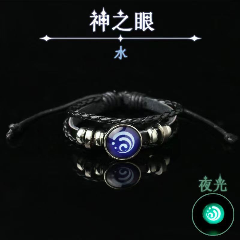 Original Dios tiempo periférico gema cuero negro luminoso anime juego ojo pulsera hombres y mujeres joyería en stock al por mayor