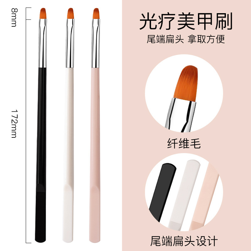Acrylic Flat Tail Phototherapy Pen 3 Brushes Tool Manicure Brush Set Phototherapy Smudge Pen Pull Line Painting