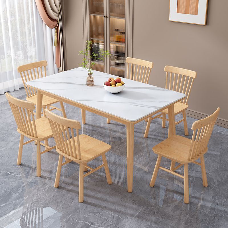 Slate Dining Table Household Table and Chair Combination Solid Wood Small Apartment Light Luxury Modern Simple Dining Table Rectangular Dining Table
