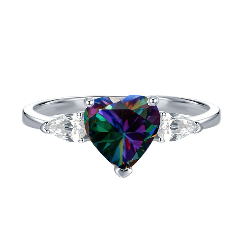 2024 nuevo corazón de plata S925 8 * 82 quilates color Moissanite Seiko completo diamantes anillo micro-incrustado Europa y América transfronterizos