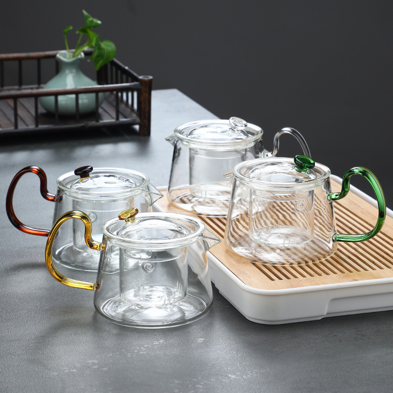 High Borosilicate Glass Teapot, Thickened, High-Temperature Resistant, Transparent, with Filter, Heatable Tea Brewing Pot, Household Tea Maker, Bright-Colored Pot High Borosilicate Glass Teapot, Thickened, High-Temperature Resistant, Transparent, with Filter, Heatable Tea Brewing Pot, Household Tea Maker, Bright-Colored Pot