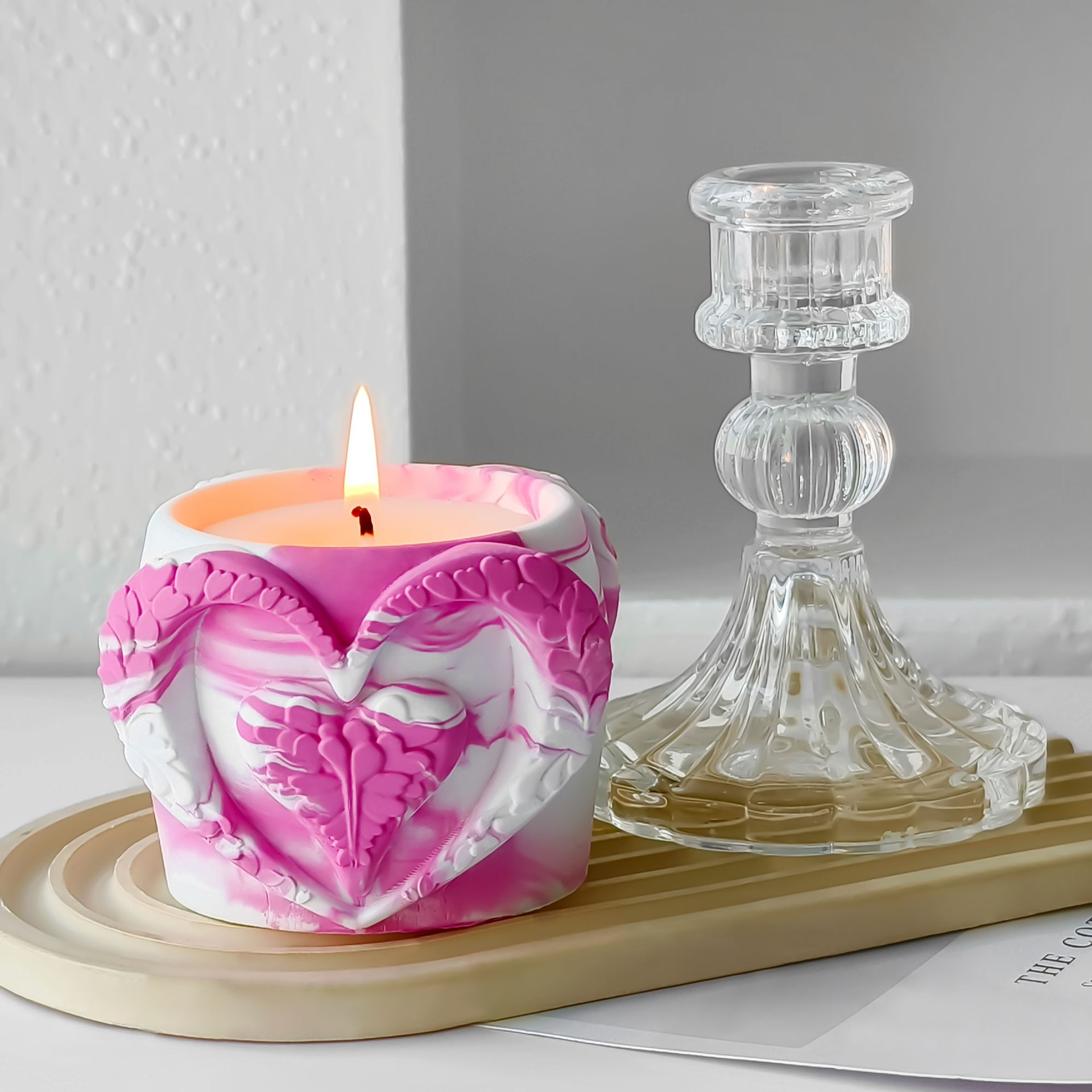 Jiahui Mei día de San Valentín taza de cera molde de cera DIY hecha a mano taza de cera en forma de corazón decoración de regalo