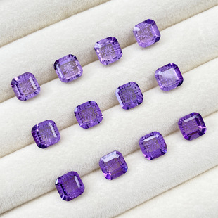 Natural Stone Amethyst Ringface Square Small Octagonal Flat Bottom Carved Snowflake Pendant Necklace Jewelry Inlay with Stone