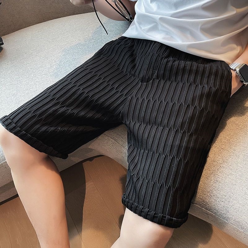夏季冰丝短裤男感士潮流休闲裤中欧美薄款裤子五分裤痞帅运动