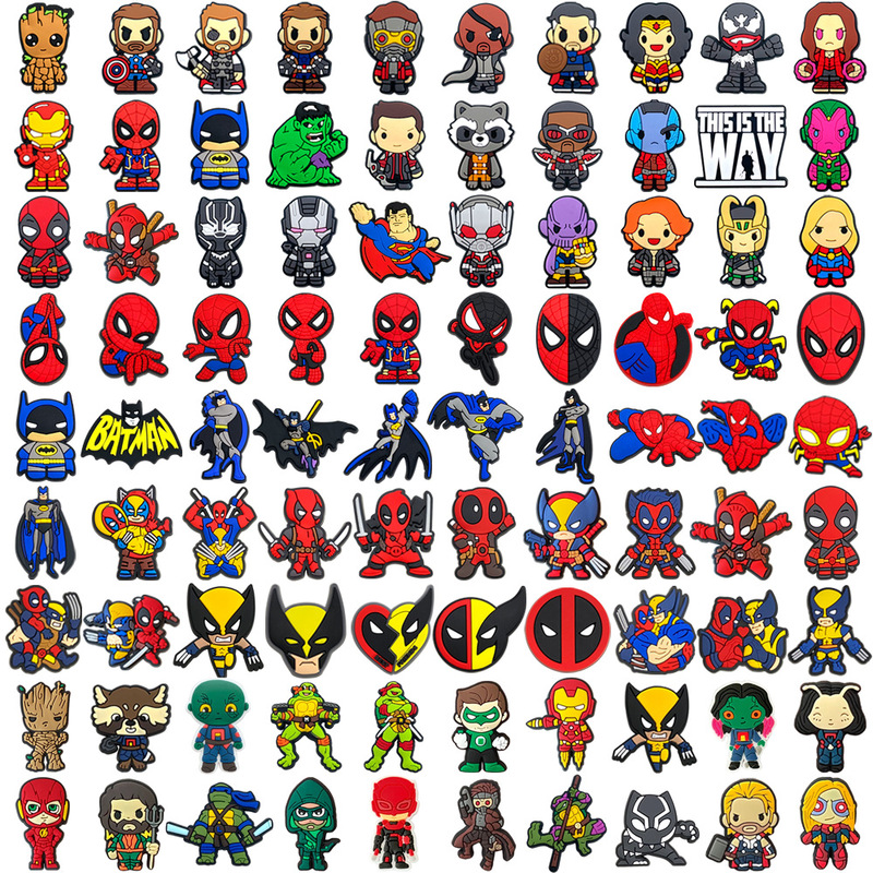 107 Spider-Man Deadpool Wolverine Marvel Series Shoe Buckle Clogs Shoe Flowers Temu Amazon Hot Style