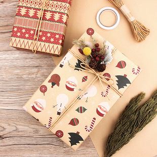 cross-border new vintage christmas kraft wrapping paper christmas wrapping paper diy suit