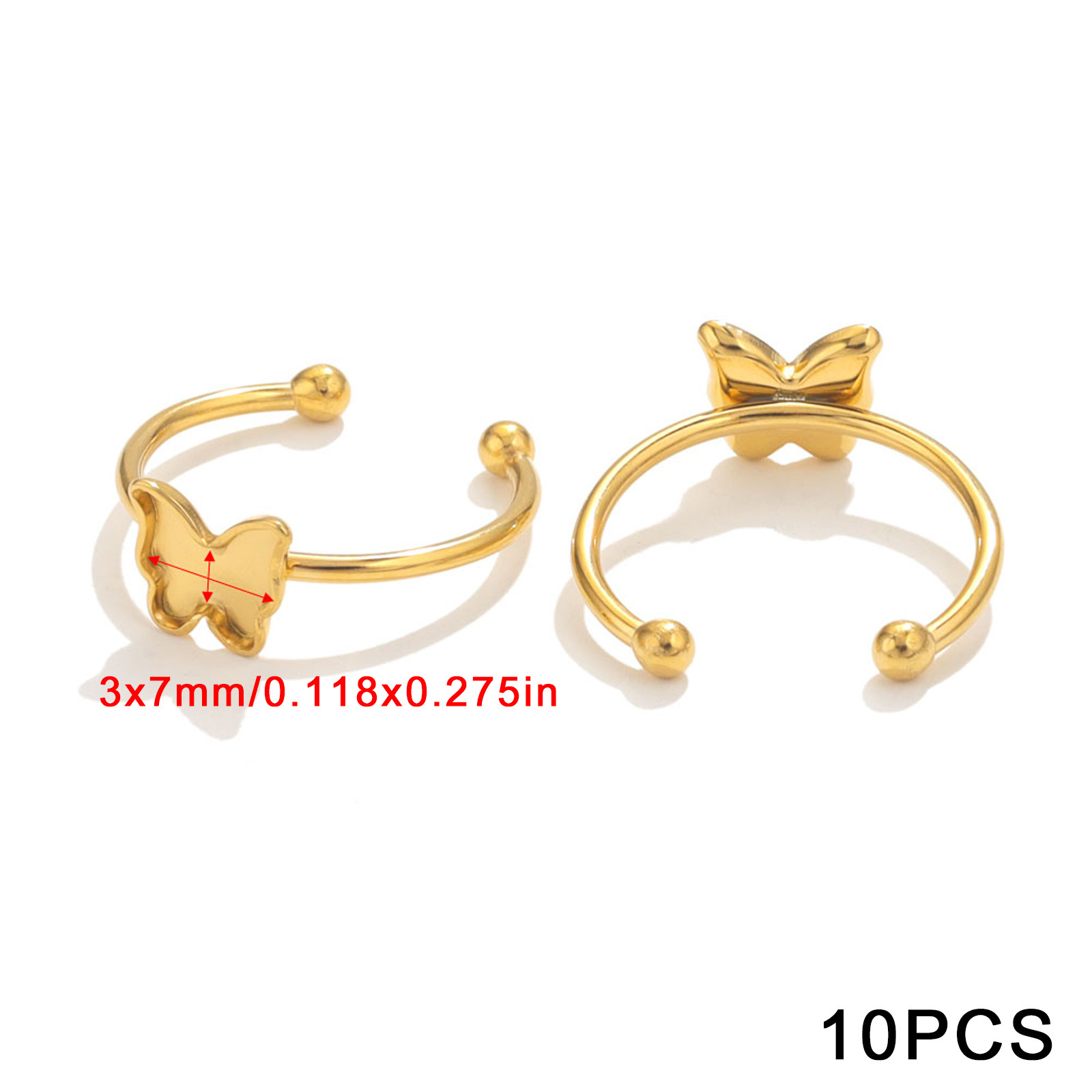 Acero inoxidable color-preservación pulido anillo titular DIY anillo plano anillo superficie horno oro incrustaciones perla apertura anillo titular Accesorios