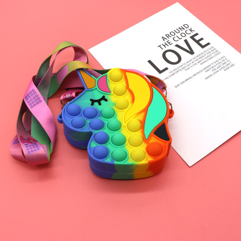 Ratón asesino pionero moneda monedero bolso de los niños de dibujos animados lindo presionando bolsa de silicona unicornio hombro crossbody gato bolsa