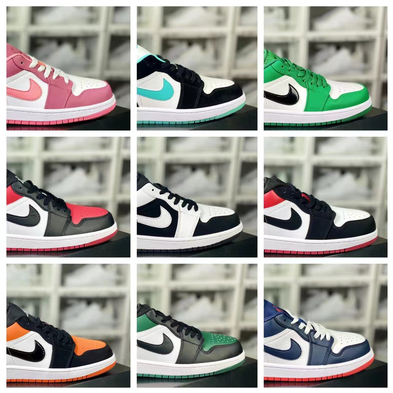 Putian Pure Original High Version Aj1 Low Black Red Toe Tiffany Green Black and White Panda Buckle Powder Men's and Women's Board Shoes