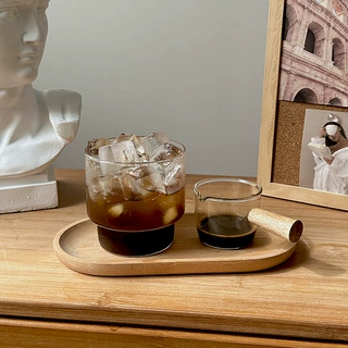 餐厅简约冰美式咖啡杯玻璃牛奶水杯 客厅高硼硅玻璃冷萃拿铁杯子