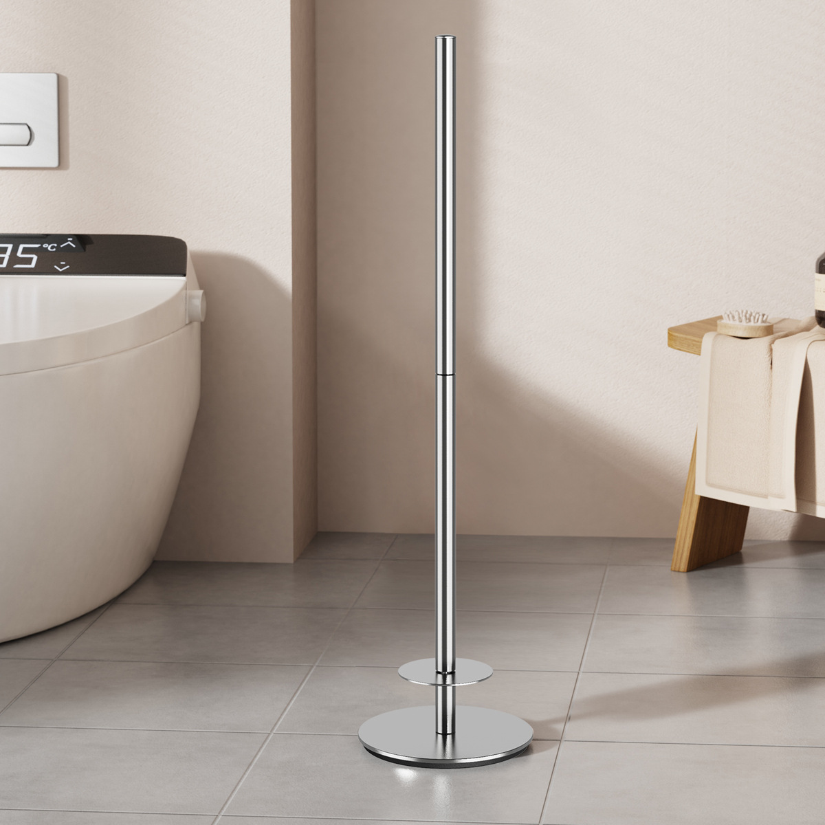 Estante de almacenamiento lateral de inodoro transfronterizo Estante de papel higiénico de baño Estante en rollo de papel de pie Estante de toallas de papel de piso de papel de baño