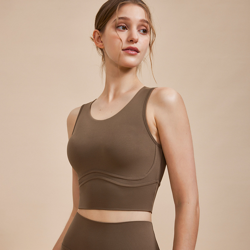 Ropa interior deportiva de alta resistencia de una pieza en el pecho almohadilla desnuda corriendo yoga chaleco a prueba de golpes belleza espalda yoga sujetador