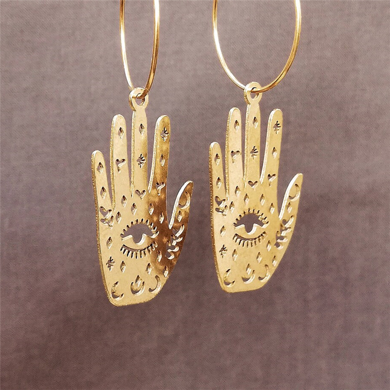 1 Pair Casual Retro Palm Plating Alloy Drop Earrings display picture 1