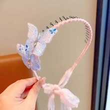 儿童编发飘带发箍汉服古风花朵头饰女童防滑头箍蝴蝶公主碎发夹女