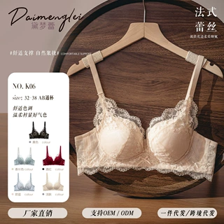小胸聚拢显大上薄款内衣女 法式蕾丝上托收副乳透气舒适少女文胸