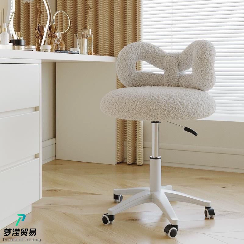 Кресло для макияжа Кожаное туалетное кресло Минималистичный кремовый стиль стула для девочек