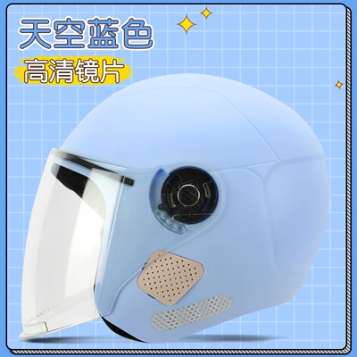 and Winter Motorcycle Half Helmet Helmet — Motosiklet dəbilqələri - one-size-fits-all-fashion-blue-hd-lenses-new-national-standard-category-b