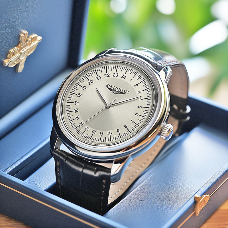 Reloj de cuarzo con correa de cuero y caja de aleación para hombre, impermeable