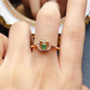 New natural emerald ring S925 silver inlay main 3*3mm Joker net red explosions women's jewelry wholesale