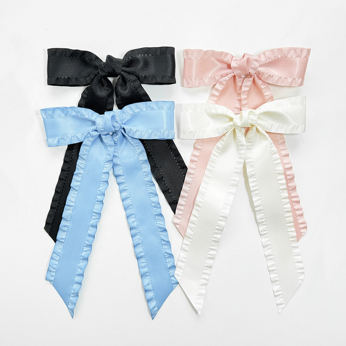 Cross-Border Best-Selling Ruffled Bow Ribbon Hairpin, Female Forest Style, Elegant and Versatile Hair Accessories for the Back of the Head