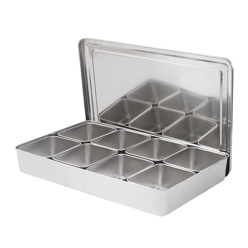 Caja de condimento de acero inoxidable caja de condimento de cocina caja de muestra de alimentos caja de condimento con tapa USO COMERCIAL