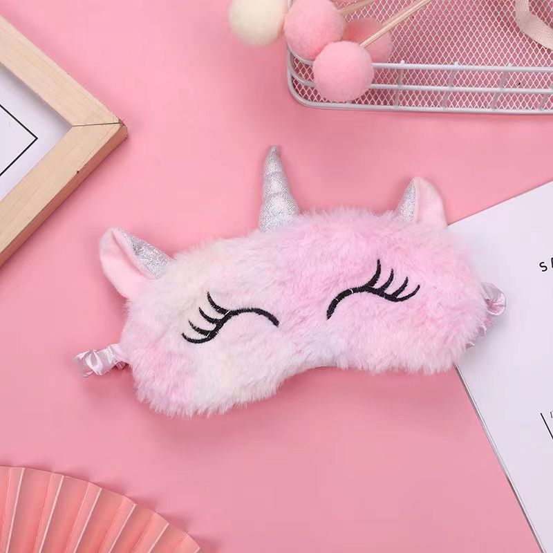 2023 nuevo unicornio lindo chica felpa sombreado máscara de ojos invierno dibujos animados niños estudiante sueño chica especial