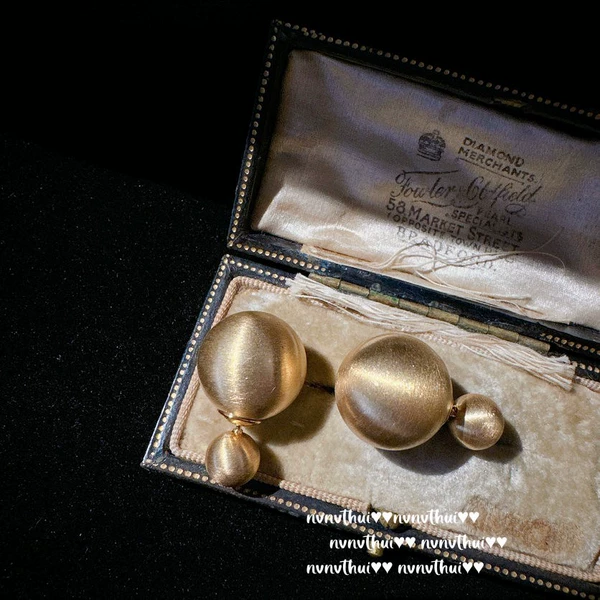 3067 Instant MIA gold-plated brushed ball earrings front and back ~ no box